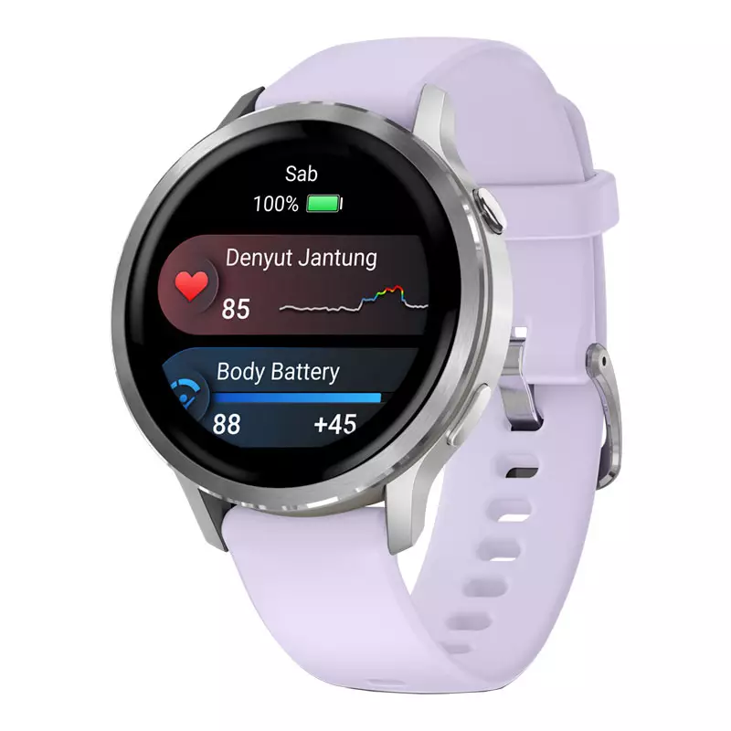 Jam Tangan Pria Garmin Venu 4 010-03013-41 Advanced GPS Smartwatch Digital Dial Silver Periwinkle Silicone Band