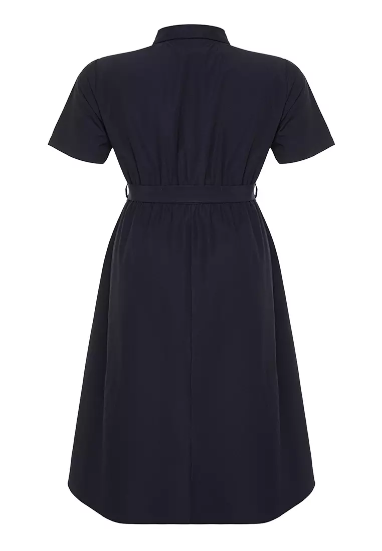 Plus Size Belted Woven Dress