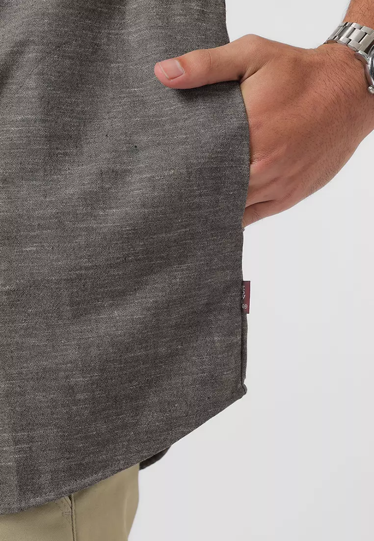 Kemeja Koko Pria Lengan Pendek Baju Muslim Pria AMMAR GREEN OLIVE