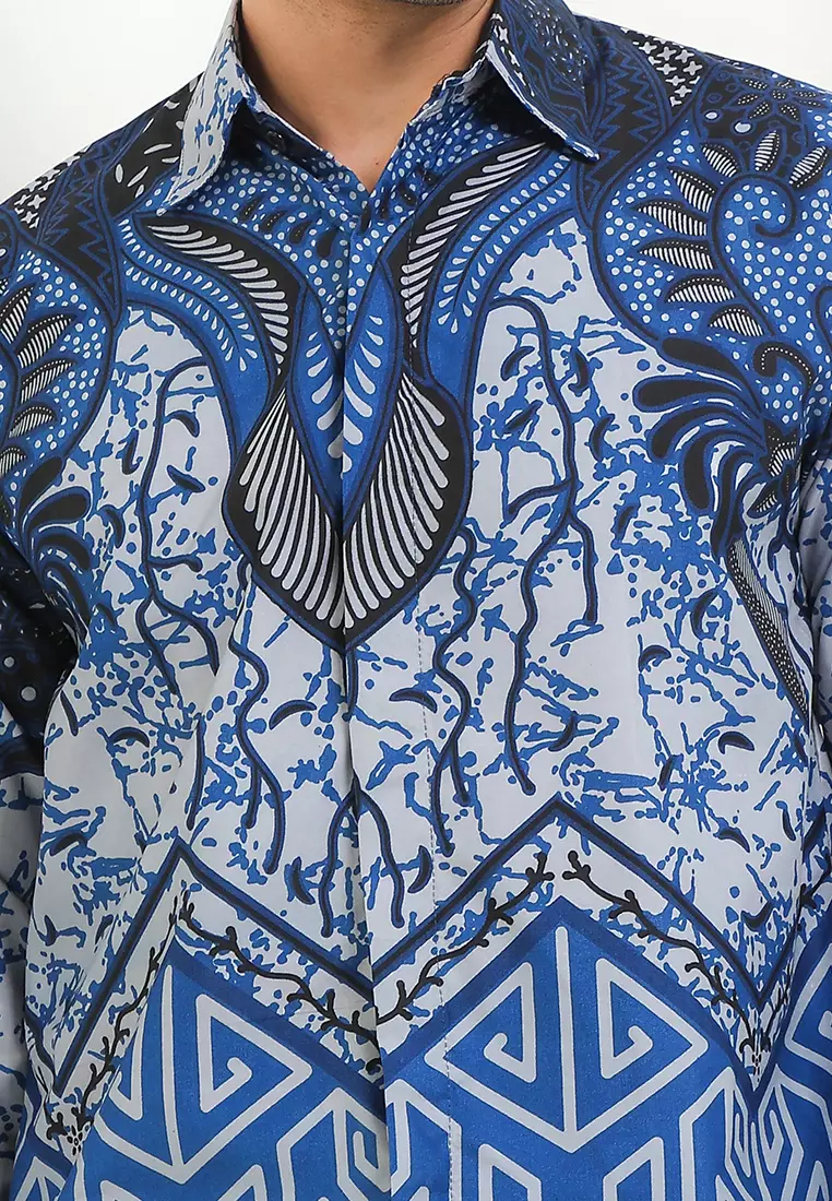 Dasi Kemeja Batik Exclusive Premium Pria Casual Modern Lengan Panjang