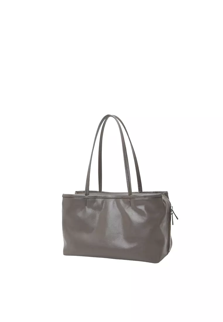 TONA East-West Boston Shoulder Tote Bag II - Warm Grey