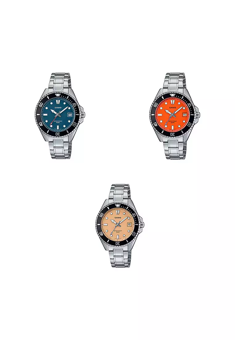 MDV-10D-2A1 Men Analog Watch Silver Stainless Steel Strap