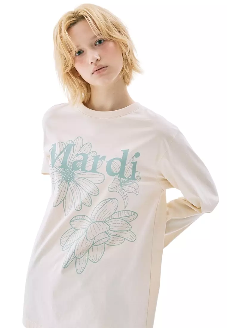 Tshirt Long Sleeve Triple Flower - Butter Mossgreen