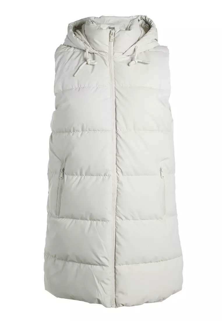 Hooded Sleeveless Vest Jumper in Cream