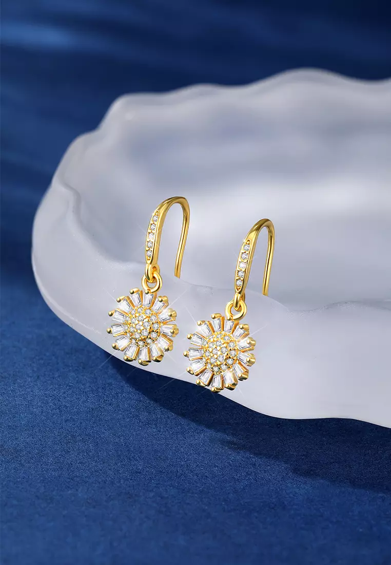 Anting Wanita Titanium Berlian Korea Flower Style Giwang Tusuk Cewek Earrings