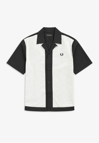 Fred Perry navy Fred Perry M9554 - Panneled Bowling Shirt (Navy) A2D6CAA443CAC9GS_1