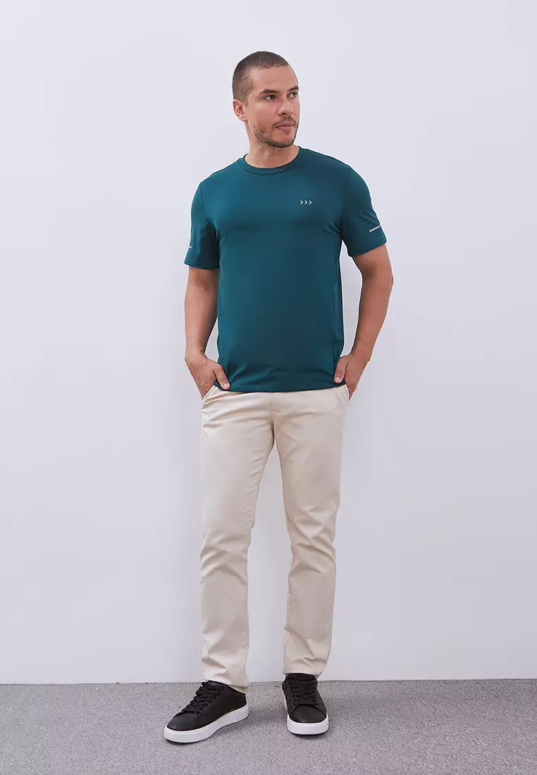 MANZONE - Kaos Jersey Lengan Pendek Pria Bolt 04 Slim Fit - Dark Green Colour Green_Dark