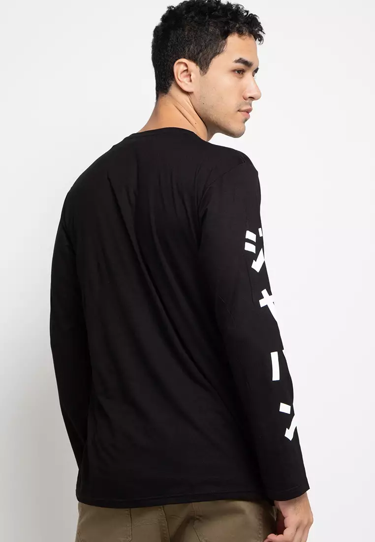 MTE50 long sleeve thrdy katakana arm blk T-shirt Hitam