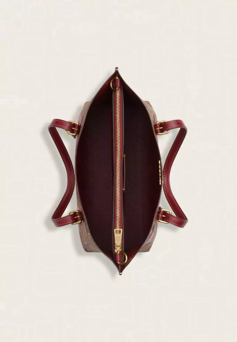 Coach Mollie Tote Bag 25 In Signature Canvas With Cherry Print Tan Multi