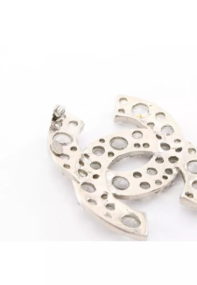 Pre-Loved Chanel coco mark brooch GP Rhinestone gold clear 07V