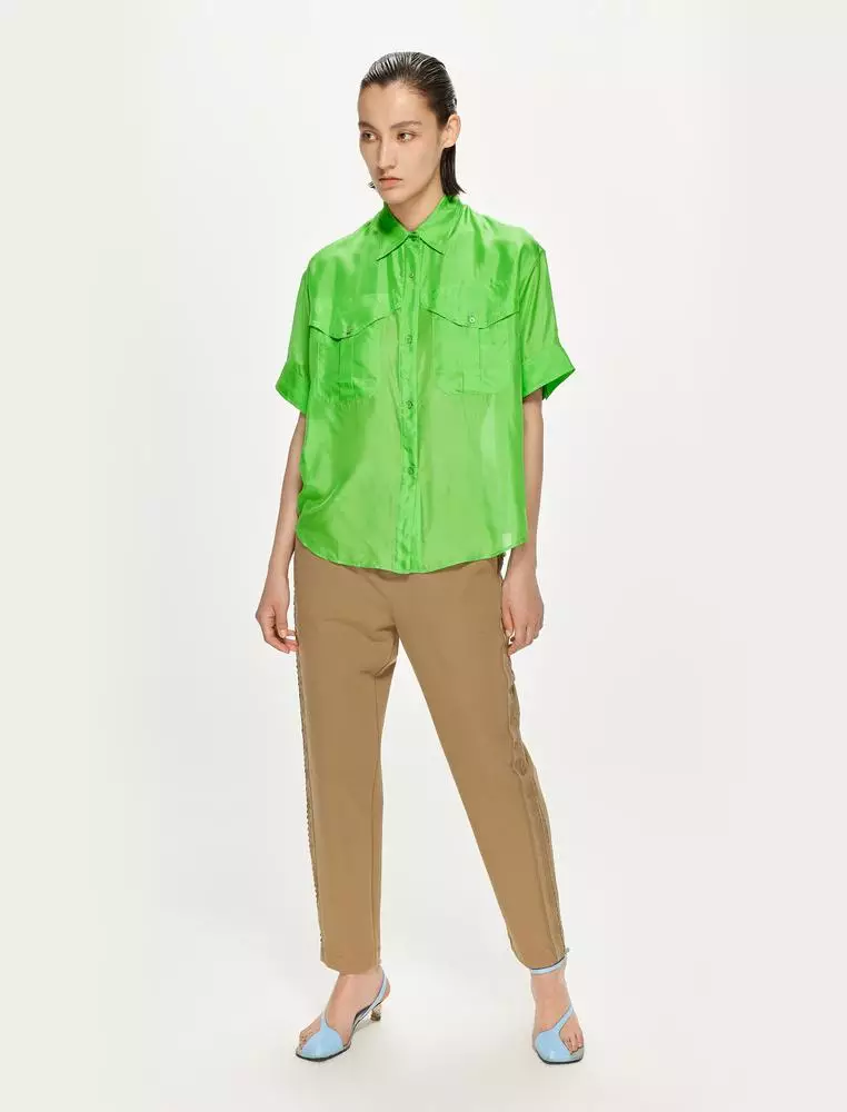 JNBY Women's Mulberry Silk Short-Sleeve Shirt