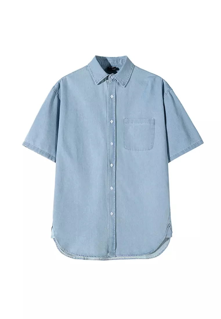 Buy Sunnydaysweety Men's Summer Denim Short Sleeve Shirt Jacket ...