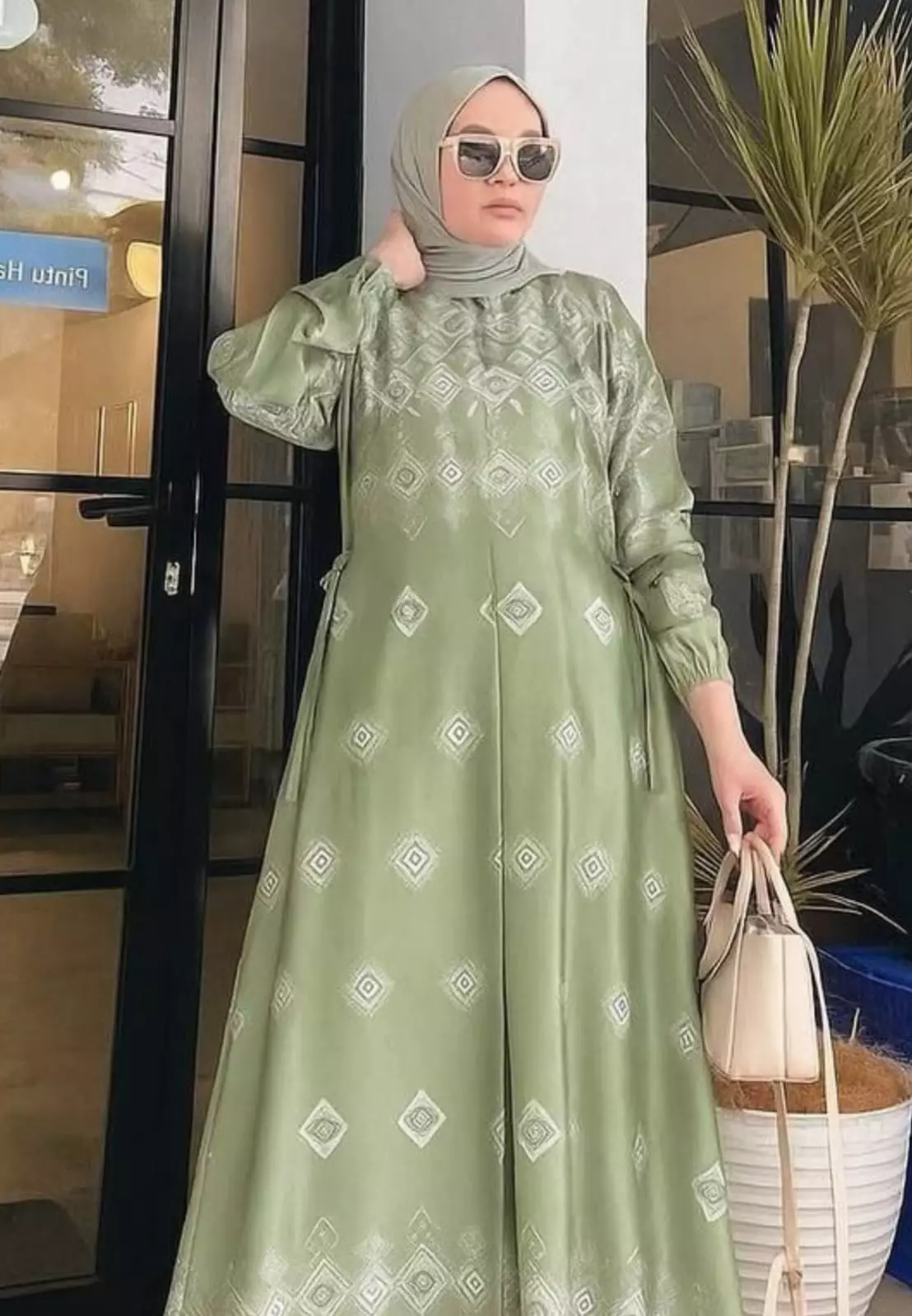 Dress Azizah Hijau | Long Dress | Gamis Modern Premium NAN