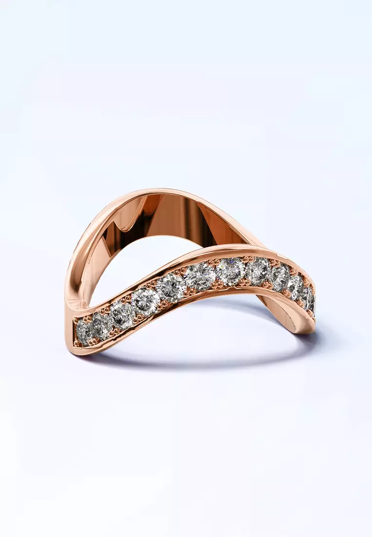 Contortion Ring in Rose Gold Embellished with Swarovski crystals