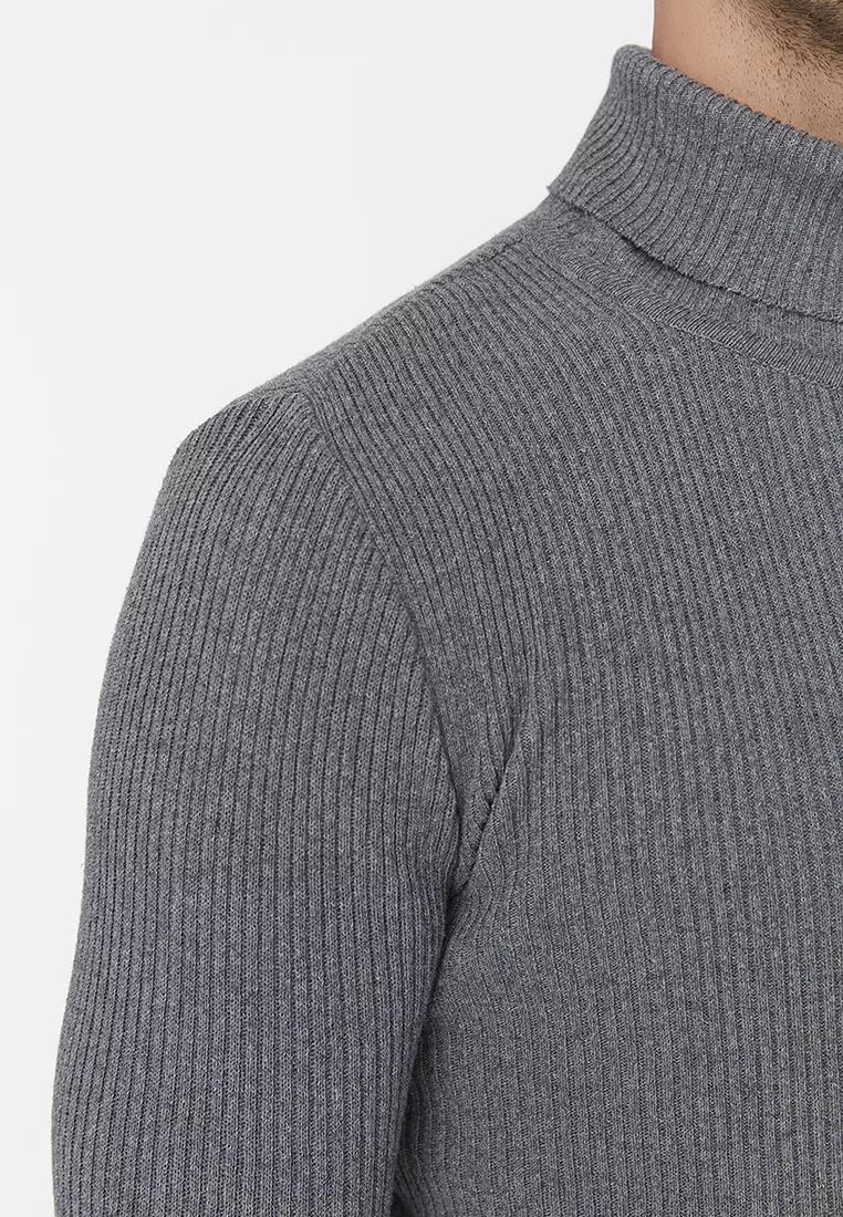 Slim Fit Turtleneck Corduroy Knit Sweater