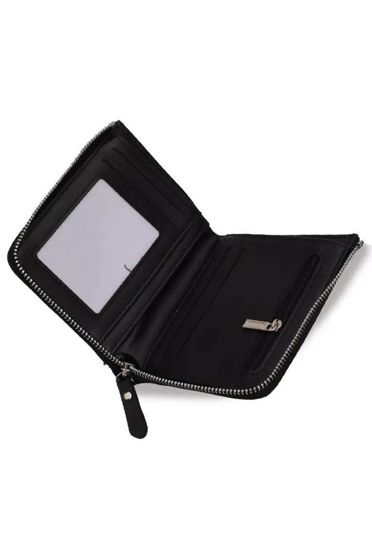 Resyan Dompet Kasual Pria Zipper Design Short Wallet Many Slot Material Leather ORIGINAL - Black
