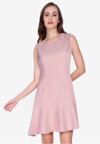 ZALORA WORK pink Asymmetric Hem Mini Dress 1385DAA455989AGS_1