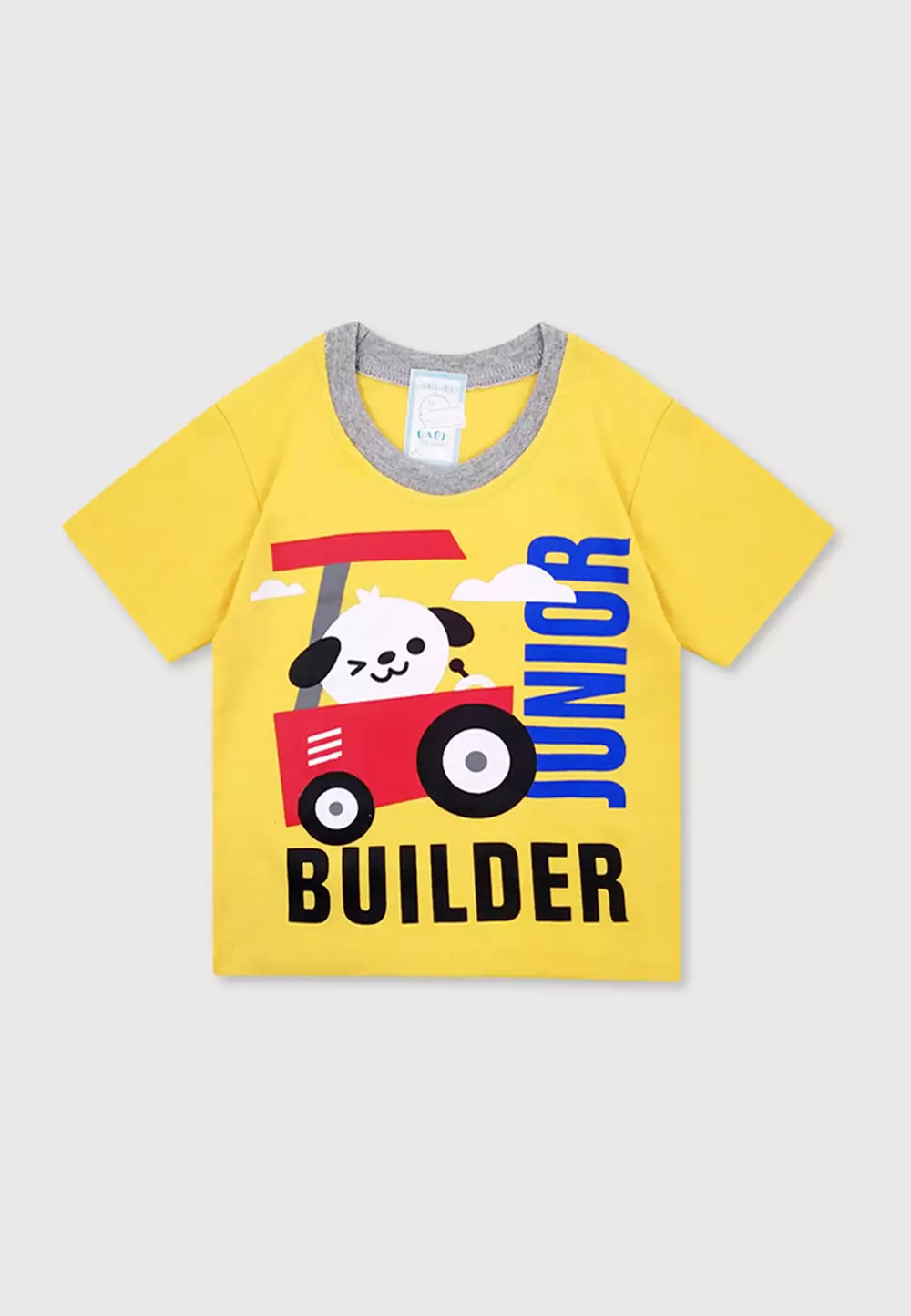 Wakakids Setelan Bayi Laki Laki Baju Lengan Pendek Anak Usia 6 Bulan Hingga 12 Bulan Set Celana Jeans Motif Tractor 3024 Kuning