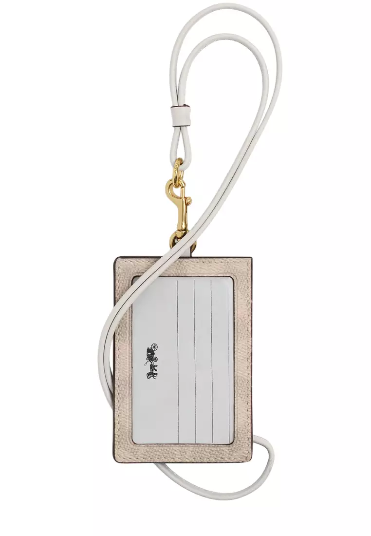 ID Lanyard In Signature Canvas - Sand/White