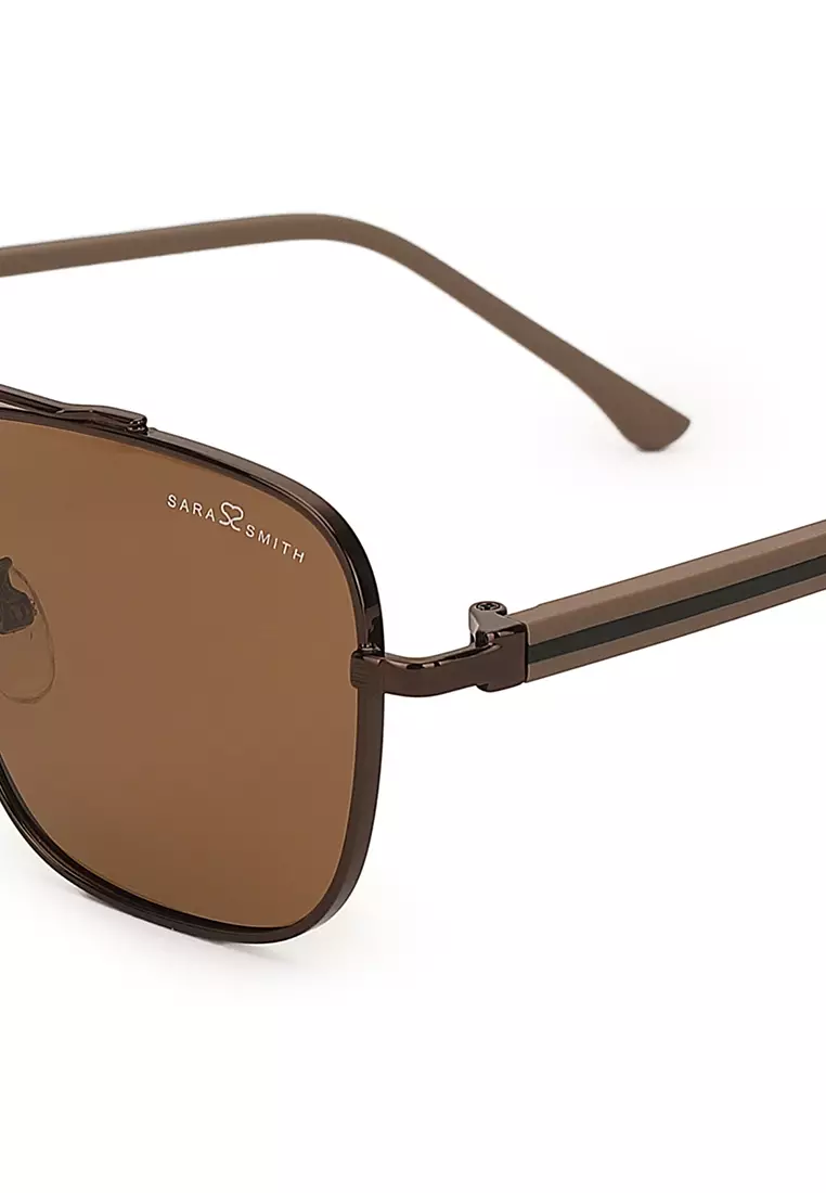 Unisex Polarized Square / Rectangular Sunglasses (Kacamata Hitam) - Cokelat