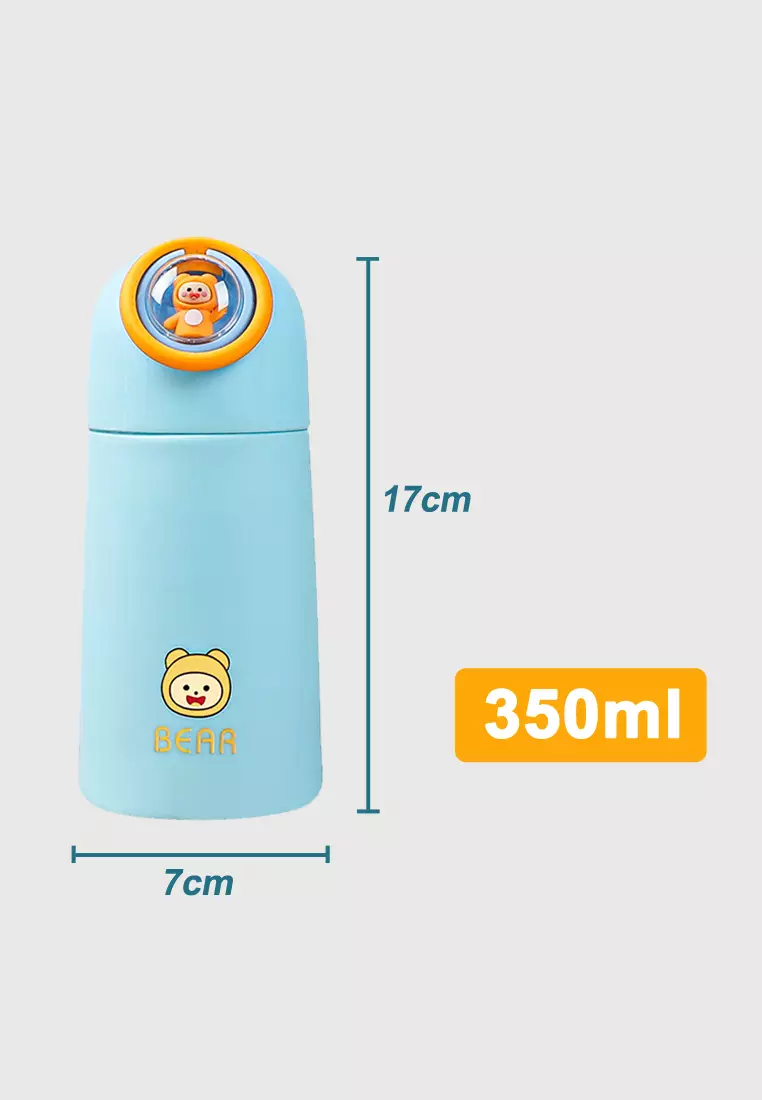 Wakakids Botol Minum Kaca Anak Food Grade Minimalis 350ml Motif Karakter Baby Dino Venrz Krem