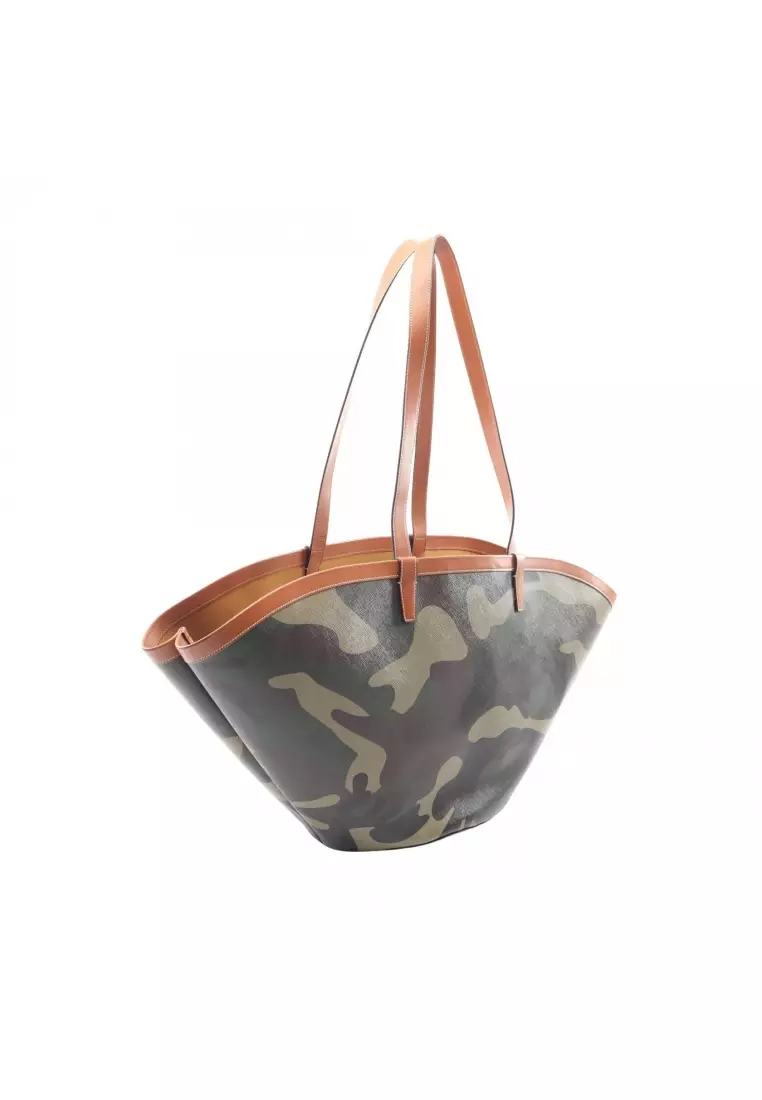 Pre-Loved Celine Kufan camouflage Shoulder bag PVC leather green Brown multicolor
