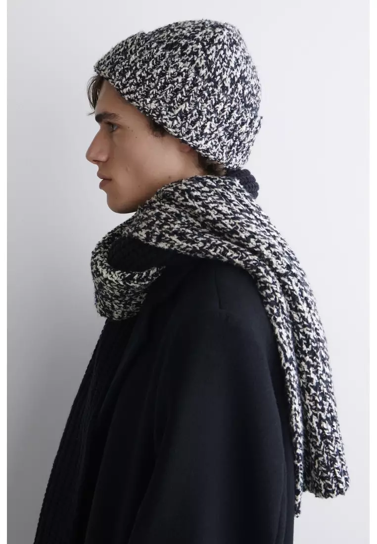 FLECKED WOOL-BLEND BEANIE