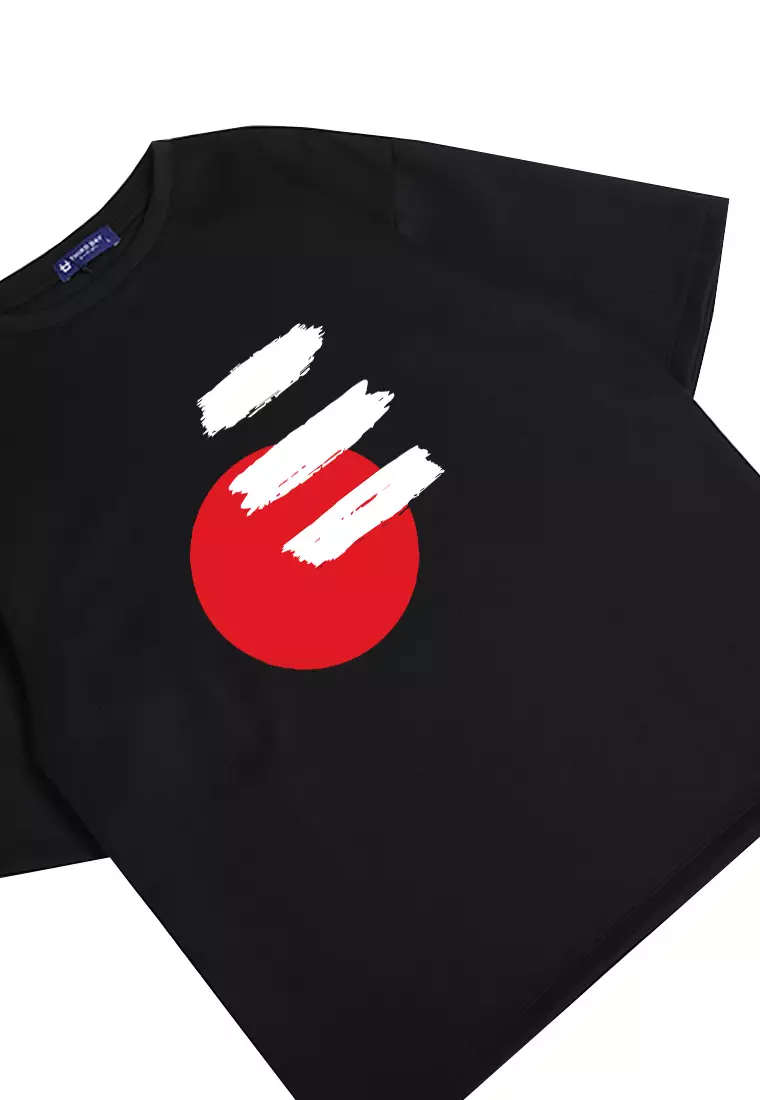 MTP41 kaos oversize abstract aesthetic abstrak aestetik circle and stroke bahan scuba pria hitam