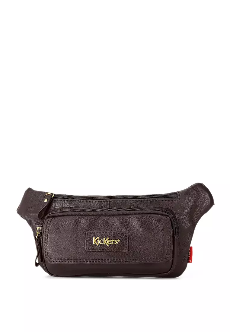 KICKERS Top Grain Cowhide Waist Bag with Flap Pocket