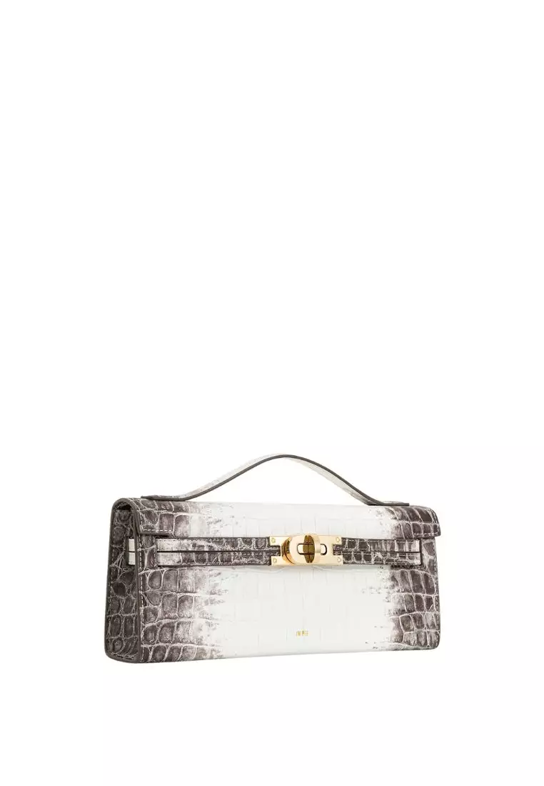 Bria Structured Top Handle Bag - White Croc