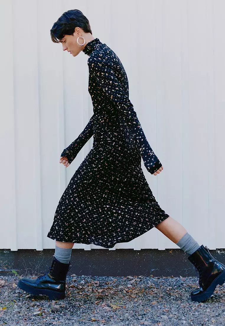 Mock Neck Midi Dress