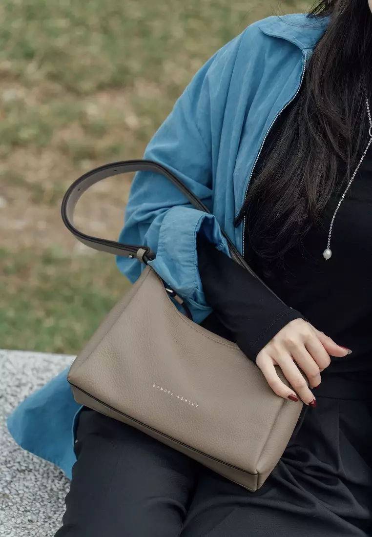 Cameron皮革單肩包 - 大象灰