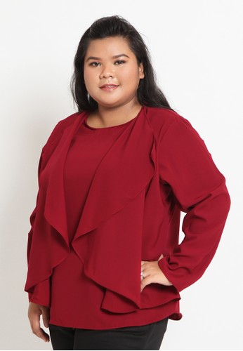 Xtramiles red Plus Size Blouse Angelonia Red 5C055AAB9C3F97GS_1