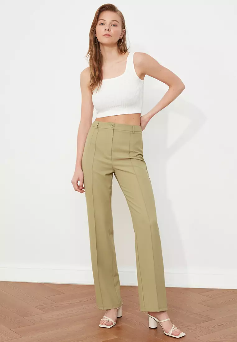 High Waist Straight Cut Trousers