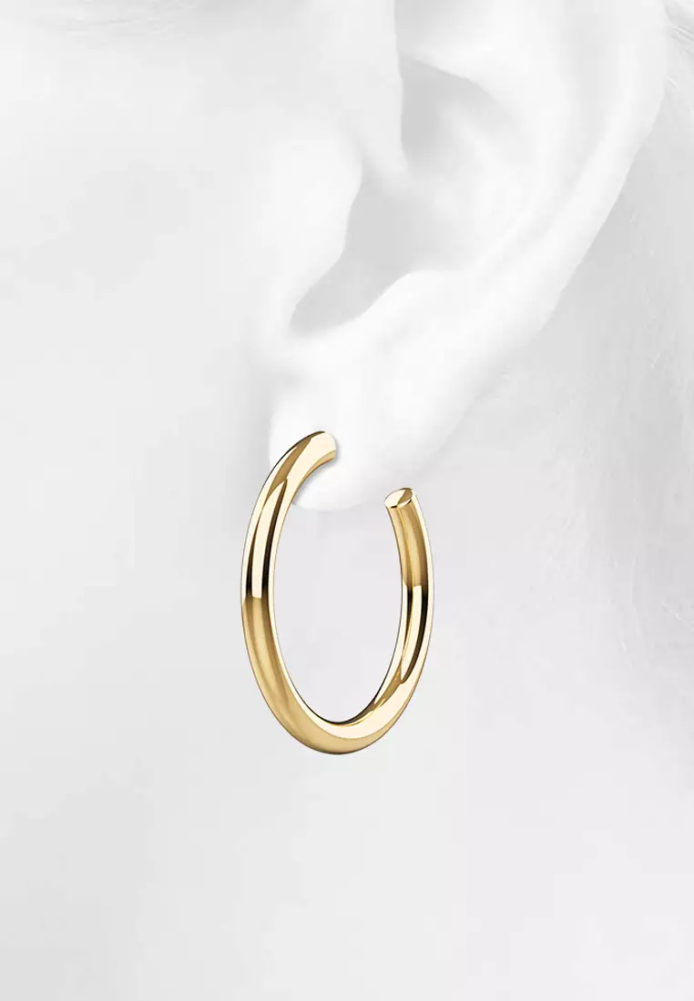 Creole C-Hoop Gold Layered Earrings 48mm