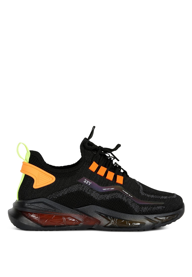 Black Fly Knit Running Sneakers