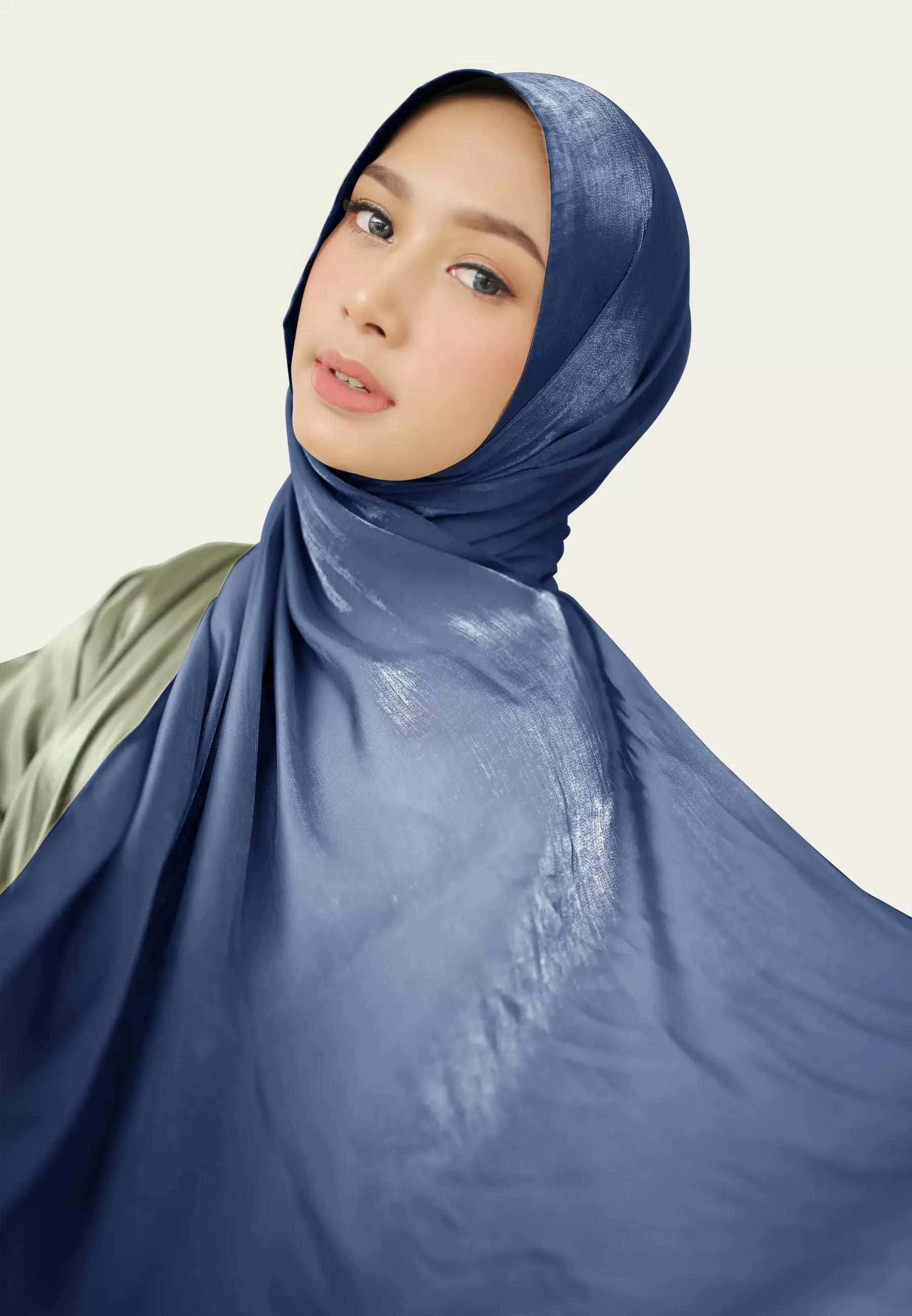 Hijab Pashmina Shimmer Silk Premium - Sapphire Blue