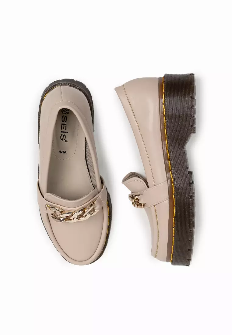 SEIS Alfa Sepatu Docmart Wanita / Loafers Wanita - CREAM