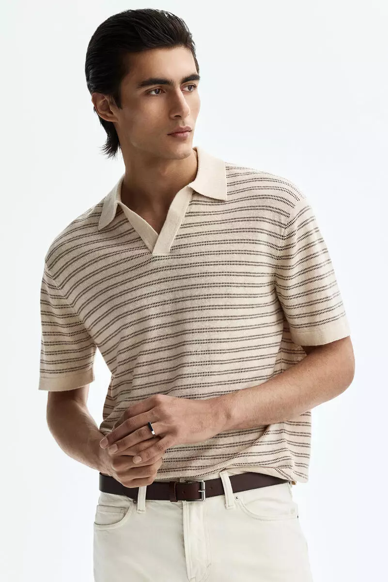 Regular Fit Linen-blend polo shirt