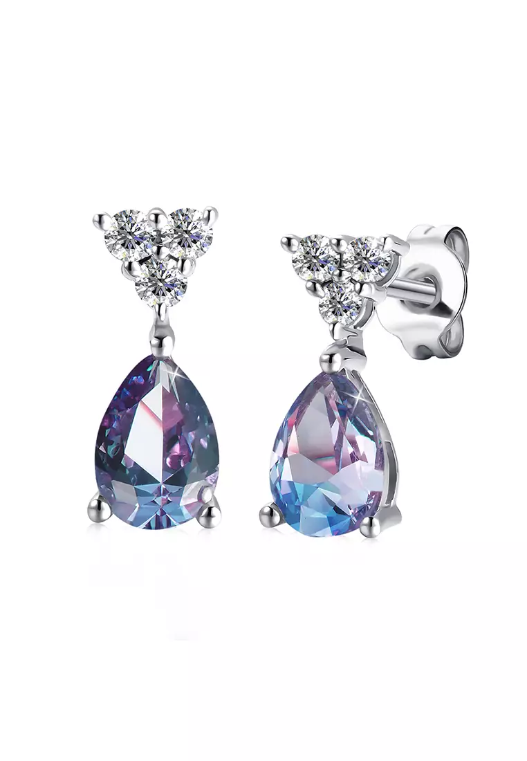 Alexandrite earrings white top gold