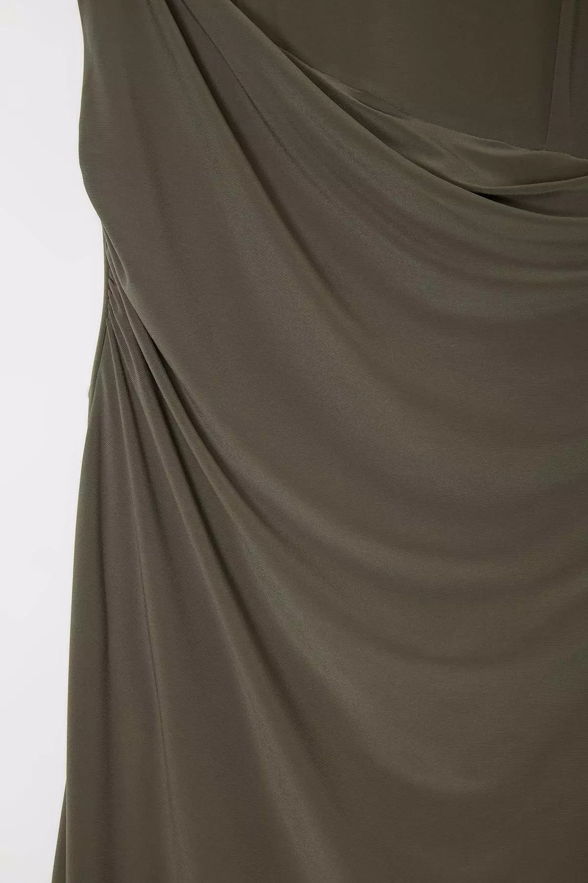 Khaki A-Line/A Bell Form Sleeveless Midi Stretchy Knitted Plus Size Dress Tbbss26Ah00207