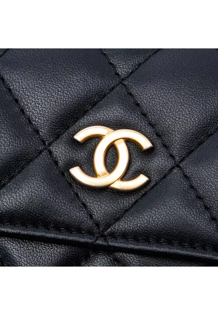 Pre-Loved Chanel Quilted Lambskin Romance Card Holder On Chain