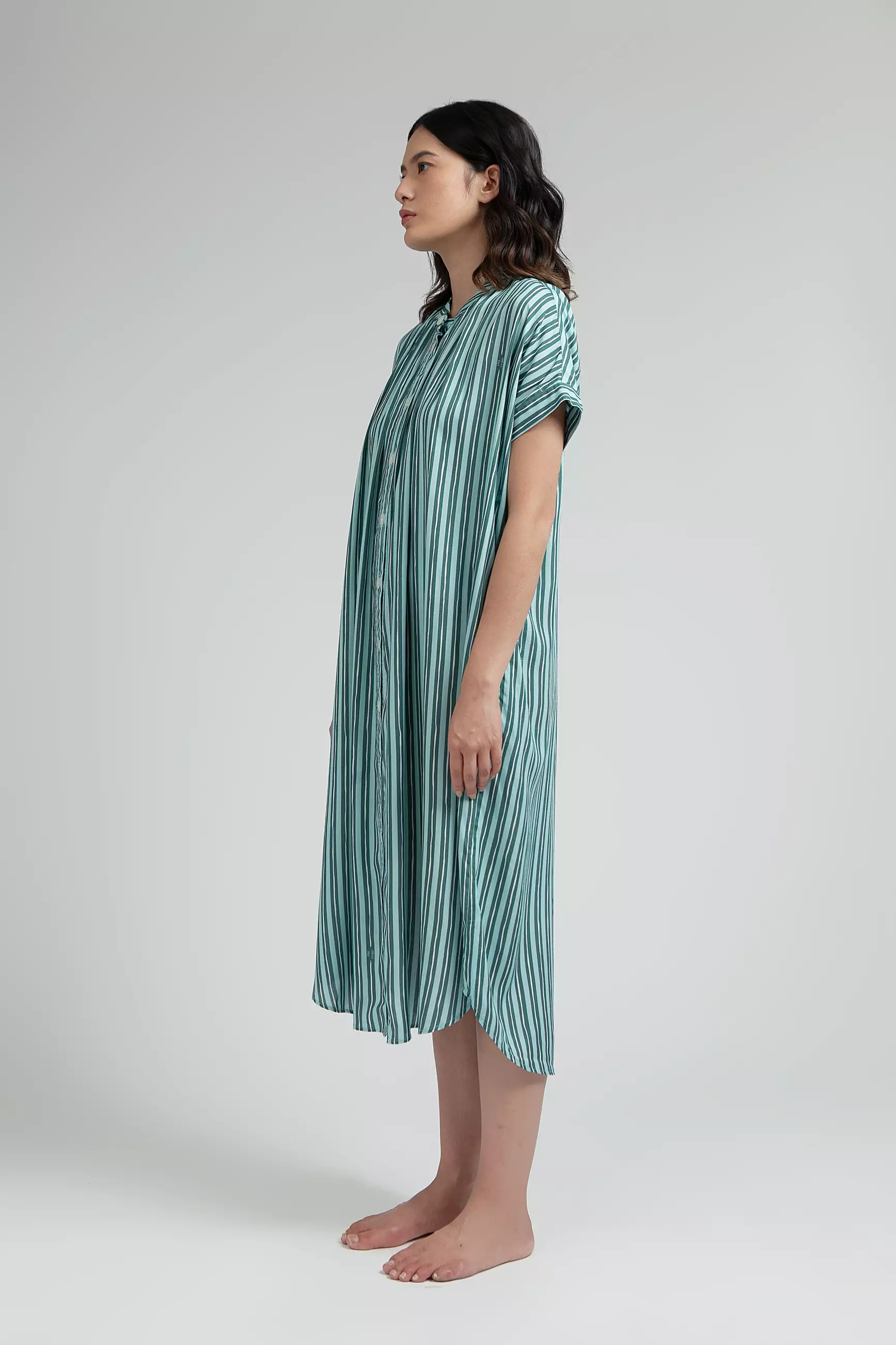 Daster Wanita Katun Ecovero | SARE studio Sleepwear OBI Loose Dress in Ocean Salur