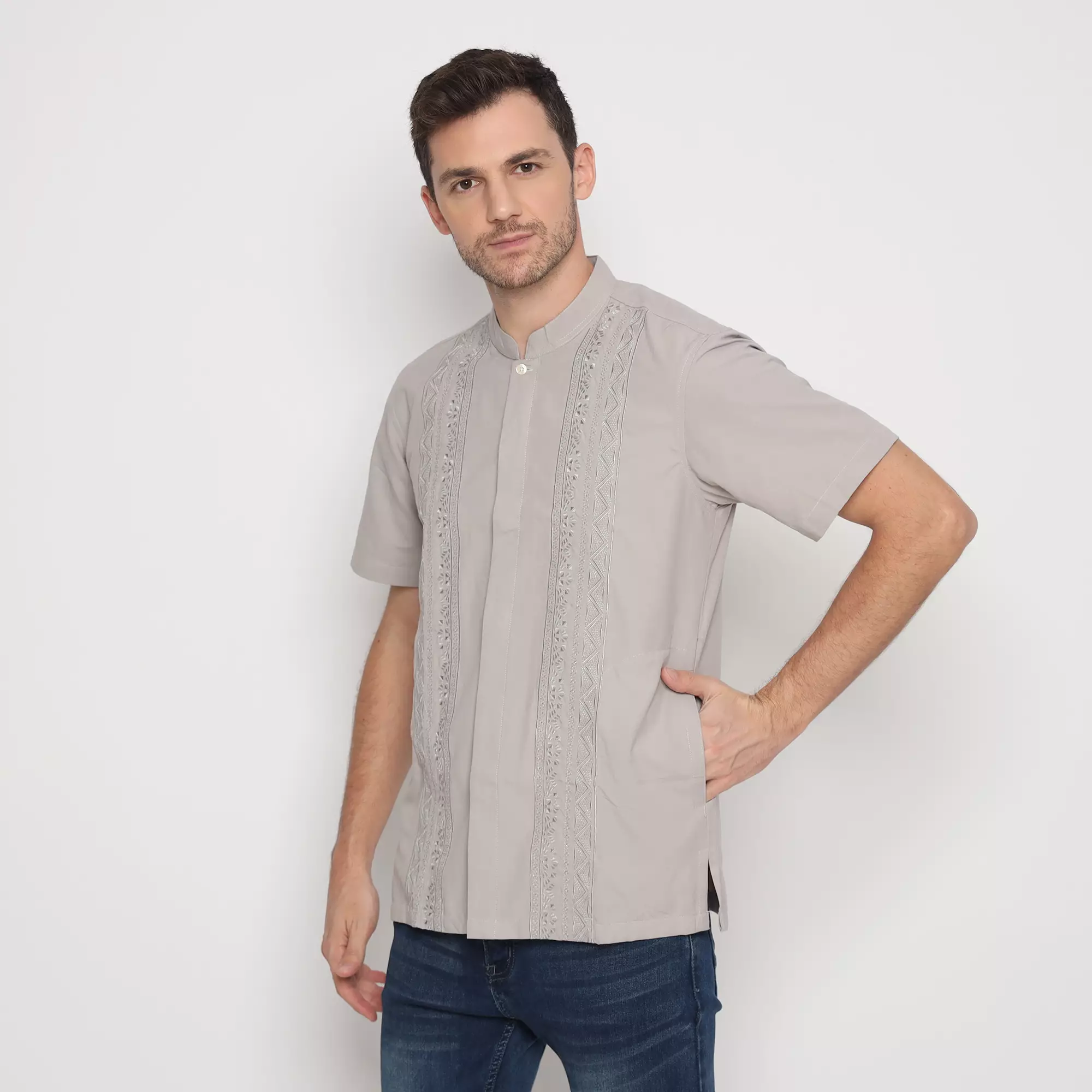 Platini Kemeja Koko Pria Lengan Pendek Katun Abu 931232
