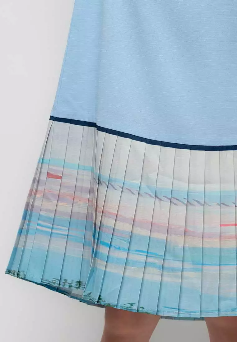 Treehouse Aurora Collared Dress with  Pleated Hem