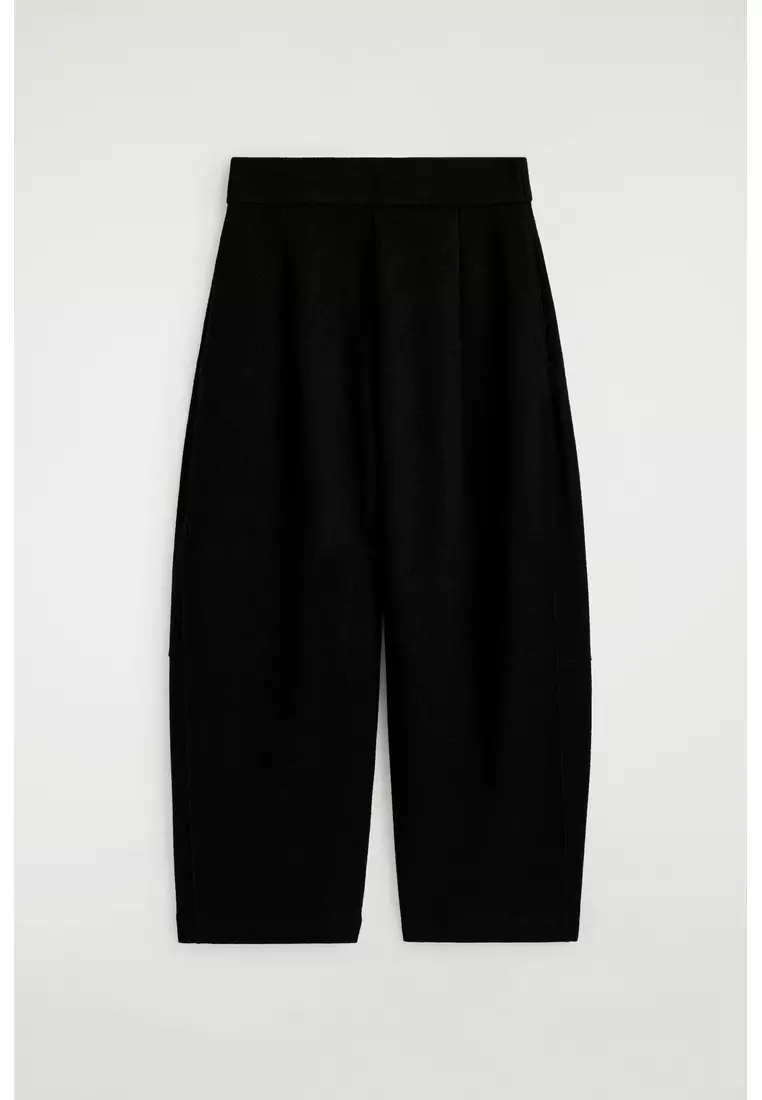 BOILED-WOOL BARREL-LEG TROUSERS