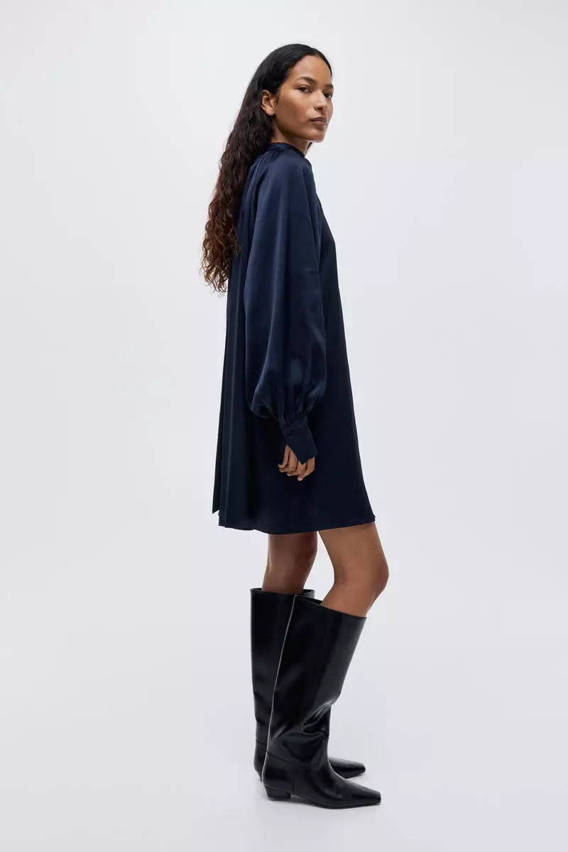 Scarf-detail satin dress