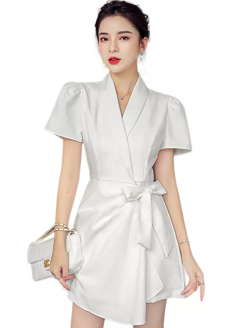 Buy Sunnydaysweety Elegant Suit V Neck One Piece Dress Jumpsuit
