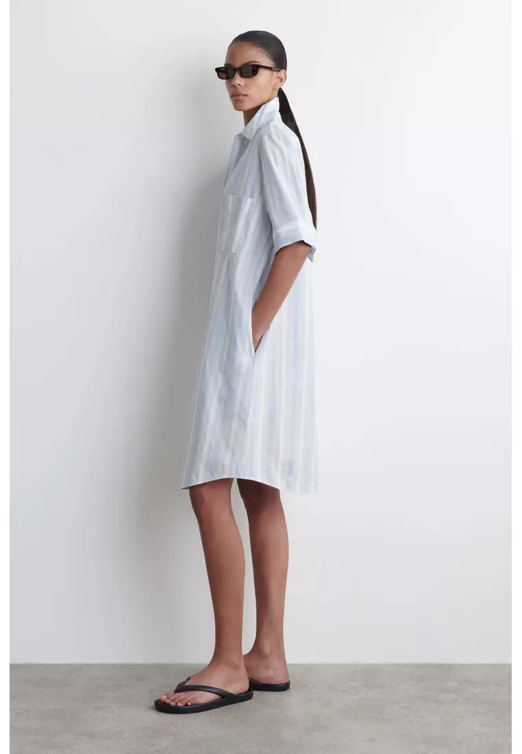 STRIPED SHORT-SLEEVED SHIRT DRESS