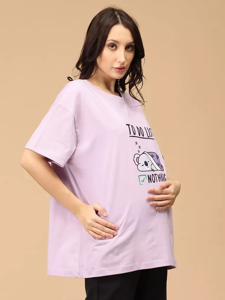 To Do List Oversized Maternity T-Shirt - Lavender